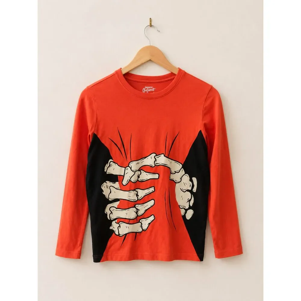 OshKosh Originals Glow-in-the-Dark Skeleton Shirt Kids Size 14 EUC Halloween